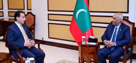 Islamabad 22.10.2026: Speaker National Assembly Sardar Ayaz Sadiq in a meeting with President of the Republic of Maldives Dr Mohamed Muizzu.